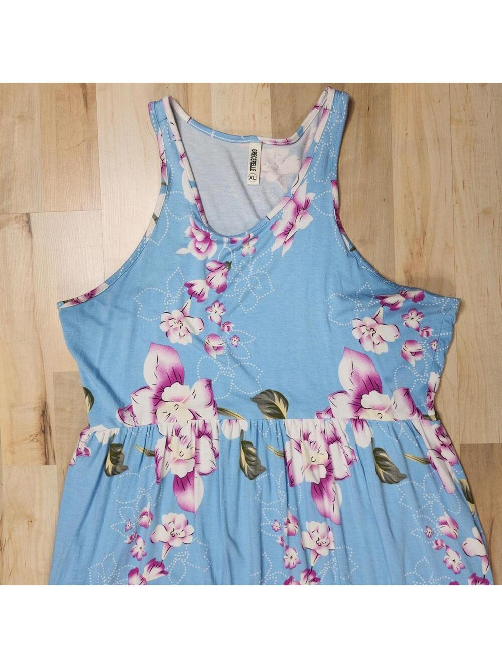 Grecelle Floral Maxi Dress Sleeveless Casual Summer Dress